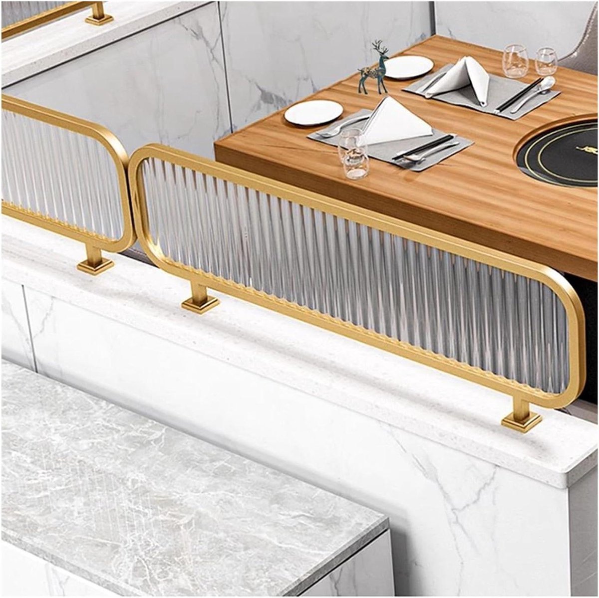 Scheidingswanden Eetruimte - Kamerverdeler Decoratief - Ruimte Verdelen - Gestreept Glas - 30x120 cm - Goud