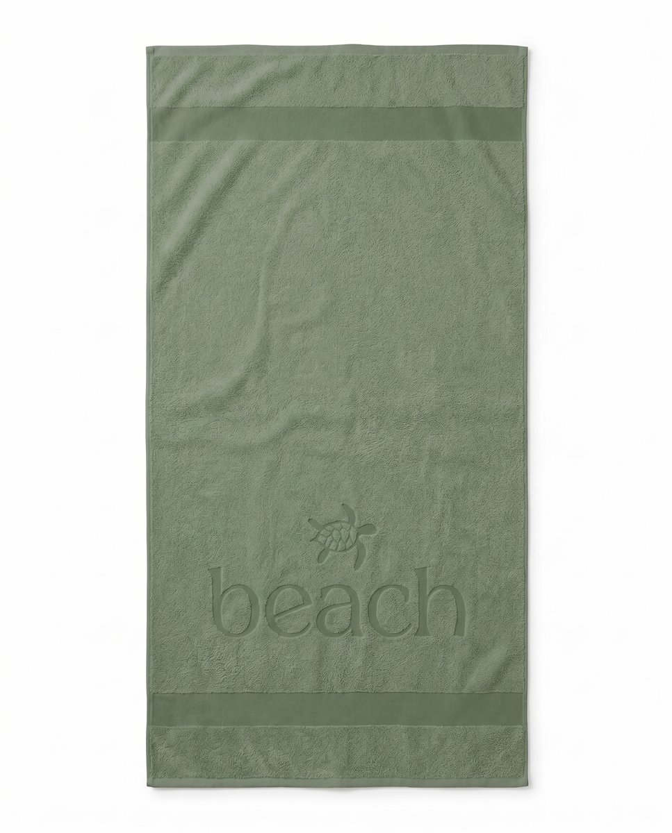 Zohome Strandlaken Turtle Beach - 100x200 cm - 100% Katoen - Green - Badlaken - Strandlaken - Strandhanddoek