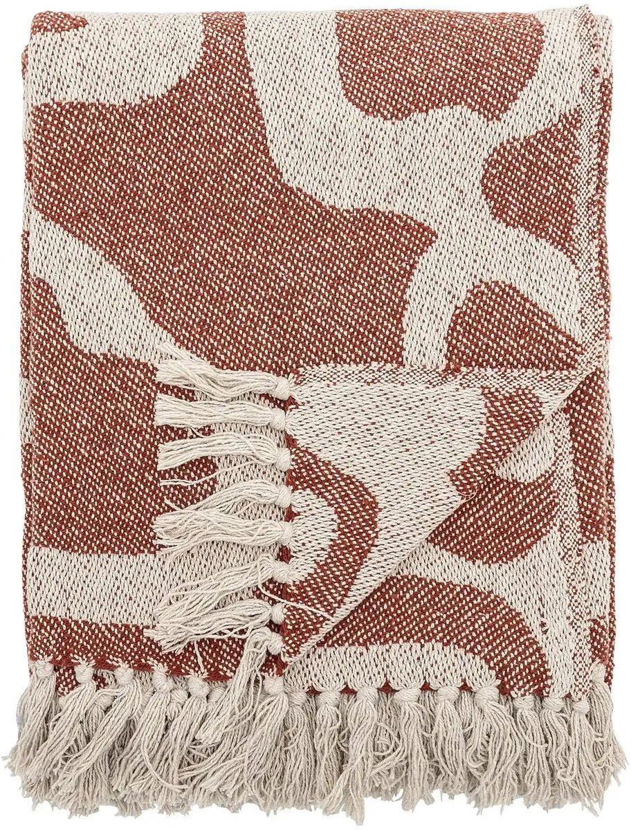 Bloomingville - Salobre Plaid - Rood/bruin - 130x160cm - gerecycled katoen