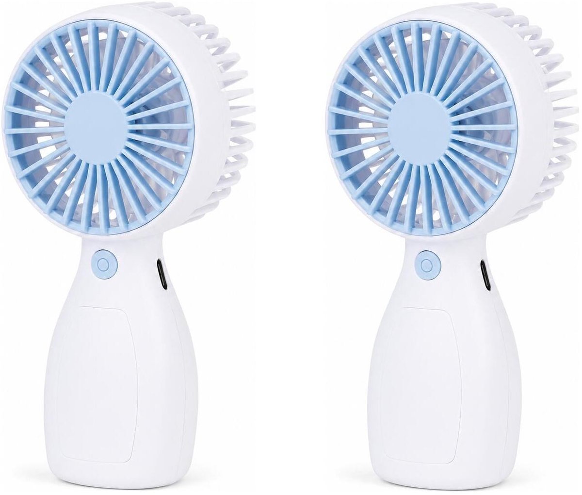 Cooling Mini handventilator - 2x - blauw - 6 x 12 cm - USB - verkoeling in zomer - Op batterijen