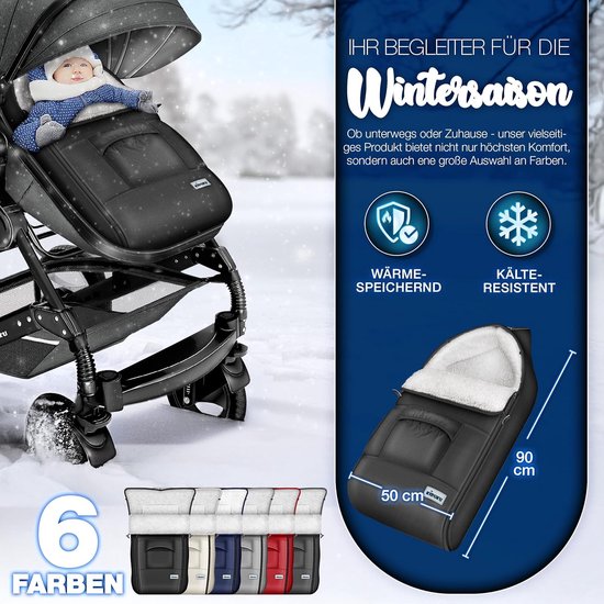 Wintervoetenzak - Baby zak - Kinderwagen warm - Waterafstotend materiaal - 95 x 50 cm - Zwart — afbeelding 2