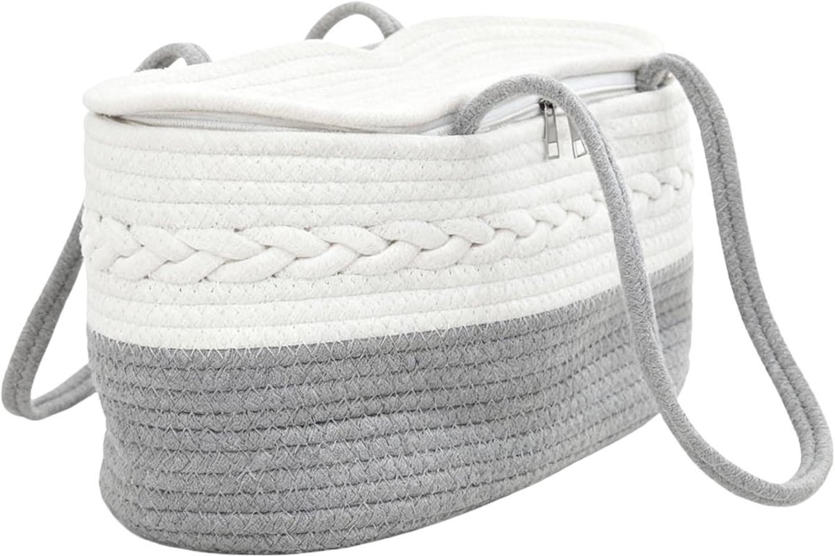 Luiertas Organizer - Baby Mand - Baby Spullen Opslag - Verwijderbare Verdelers - 37 x 26 x 18.5 cm - Grijs