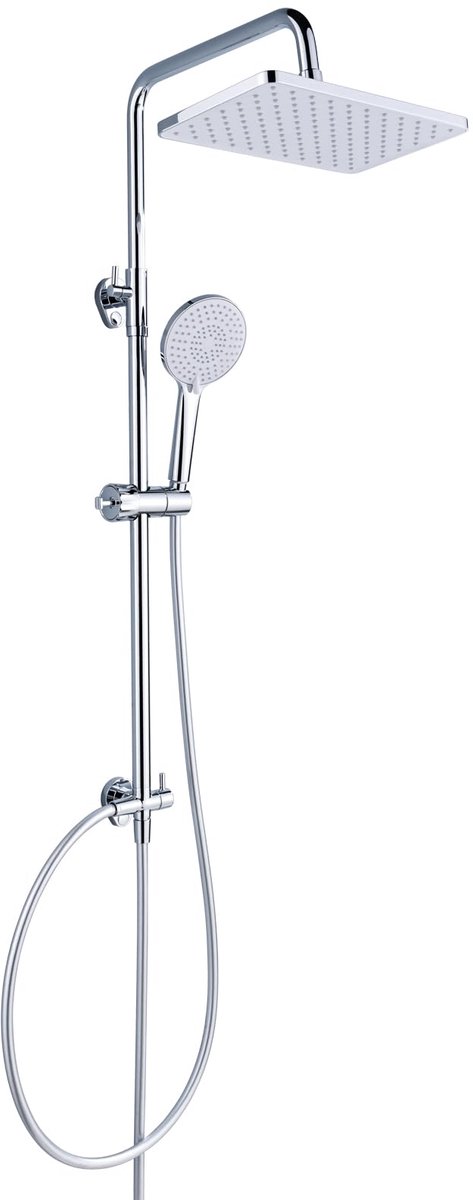 SnelShoppen - Douchesysteem zonder kraan, chroom-roestvrij staal, 30x20 cm regendouchekop, 3 straalsoorten, ABS-handdouche, in hoogte verstelbare douc