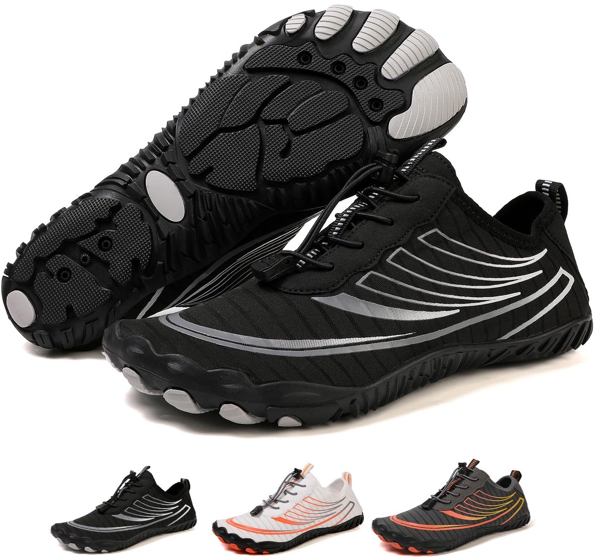 SnelShoppen - Aqua Badschoenen Heren Vrouwen - Zachte Lichte Surfschoenen - Ademend Sneldrogende Zwemschoenen Zwart 45 - Perfect voor Strand, Yoga en
