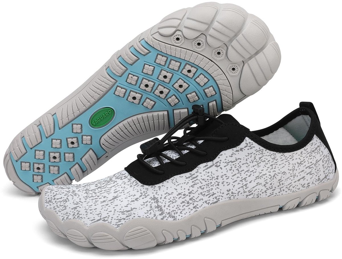 SnelShoppen - Zwemschoenen Heren Dames Sneldrogend Ademend Lichtgewicht Antislip Waterschoenen Aquaschoenen Strand Schoenen Wit Maat 47 EU