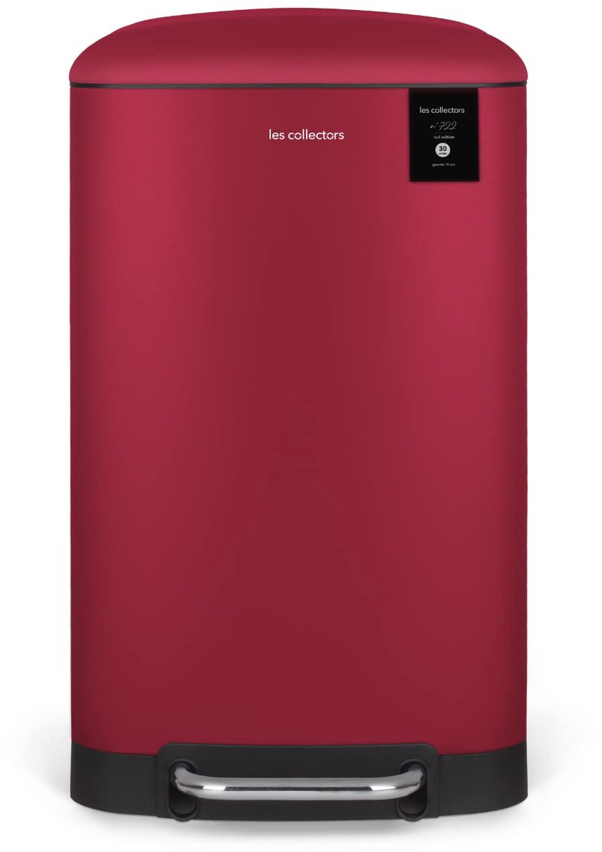 SnelShoppen - Keukenafvalemmer met Pedaal 30L - Compact Roestvrij Staal Rood - Duurzaam, Stil Deksel, Uitneembare Binnenemmer - Praktisch voor Keuken,