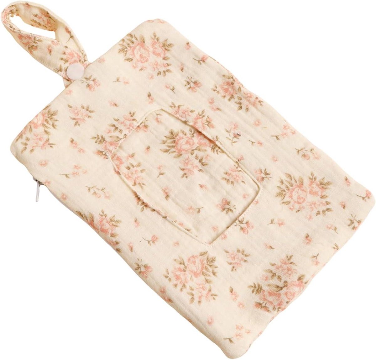 Draagbare Doekjes Houder - Reis Organizer - Babyverzorging Onderweg - Verstelbare Draagriem - 22 x 14 cm - Bloemen