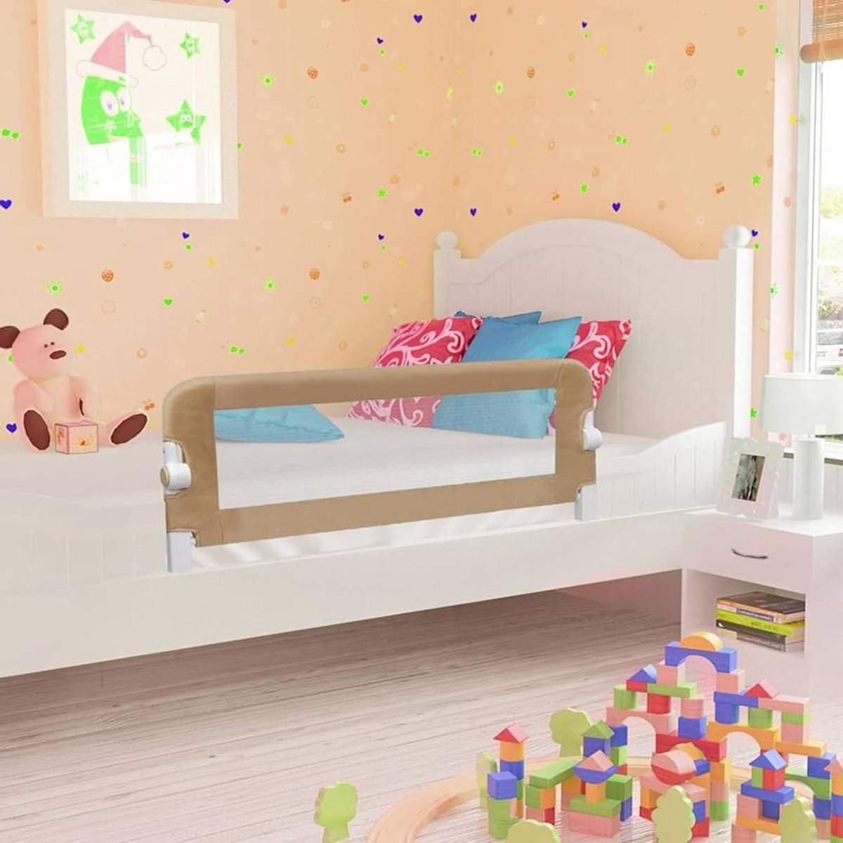 Bedhek voor peuters - Veiligheidshek bed - Veilig slapen - Vouwbaar ontwerp - 102 x 42 cm - Taupe