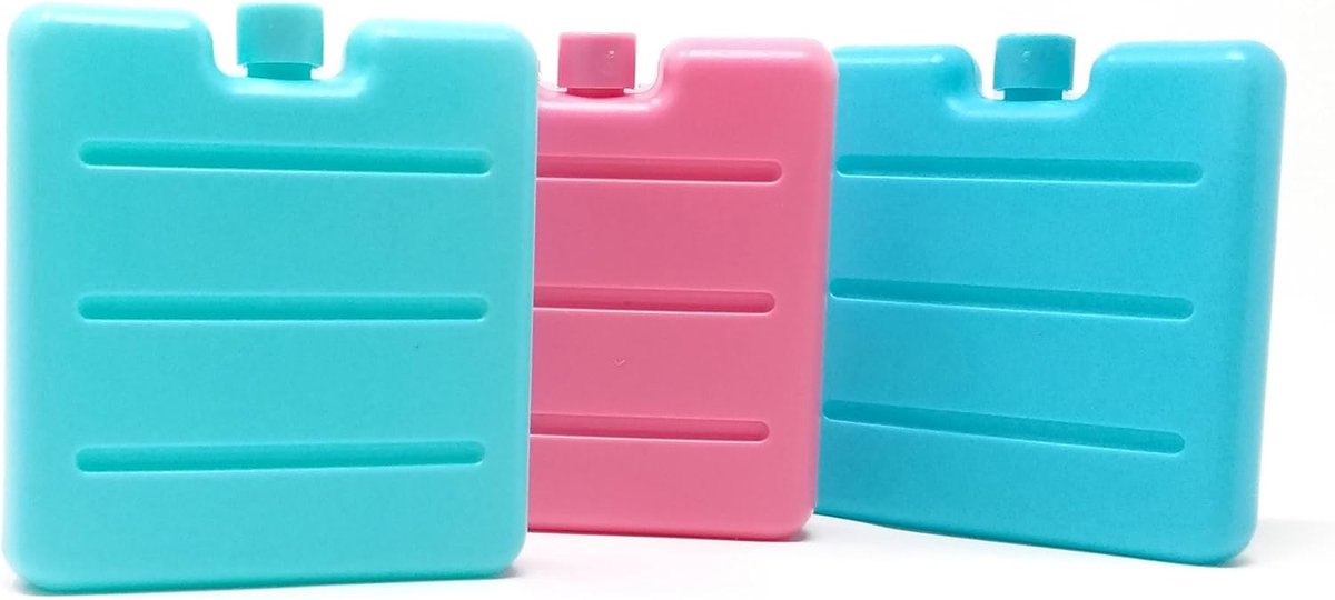 SnelShoppen - Kleine koelaccu's voor koeltas, koelbox, mini-koelelementen voor broodtrommel, ruimtebesparend, kleurrijk, 7,5x7,5x1,8 cm, ideaal voor l