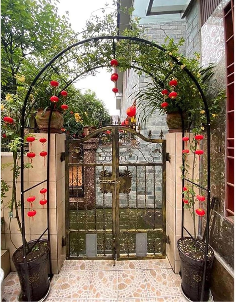 Metalen Tuinboog - Rozenboog - Klimplanten Ondersteunen - Weerbestendig Frame - 350 cm Breed - Zwart