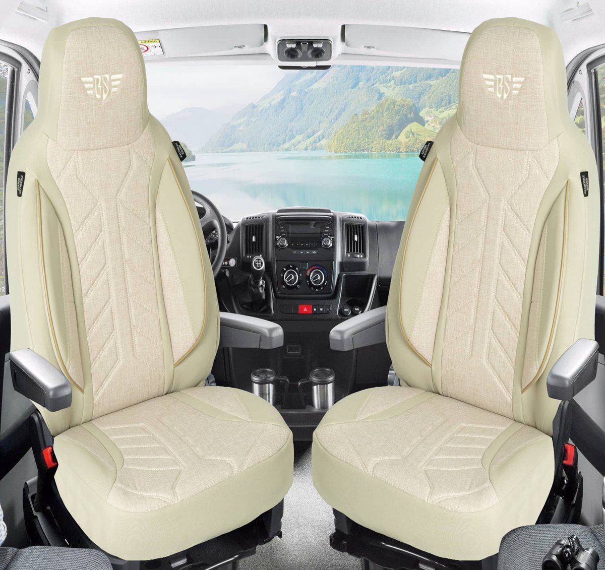 Premium Camper stoelhoezen voor Pössl Trenta PLKT205 in Beige (2 losse stoelen)