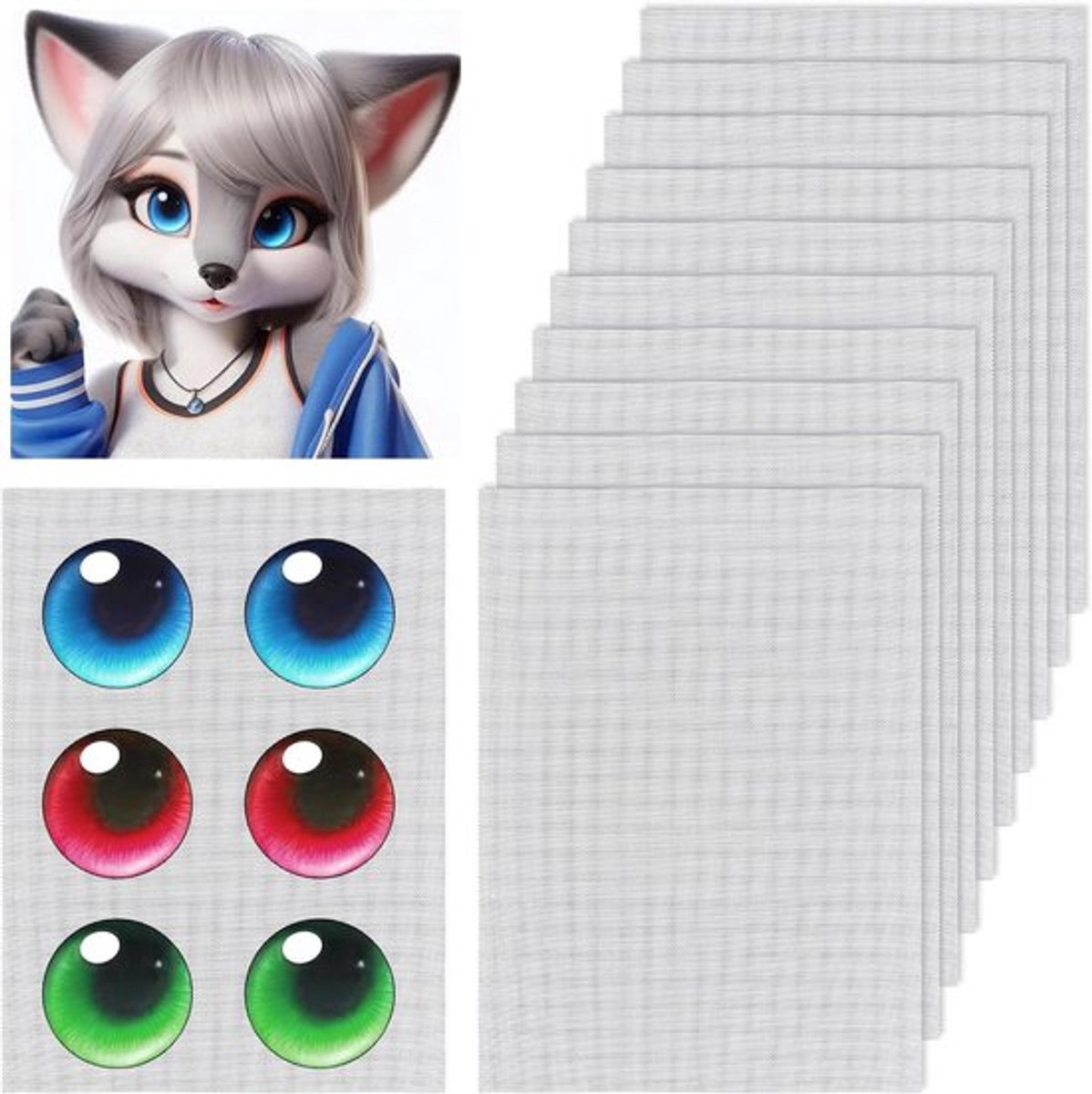 Fursuit Eye Mesh 30 x 218 cm wit - 10 vellen - PVC plastic mesh - waterdicht - harige cosplay & Therian masker - sculpturen & rekwisieten