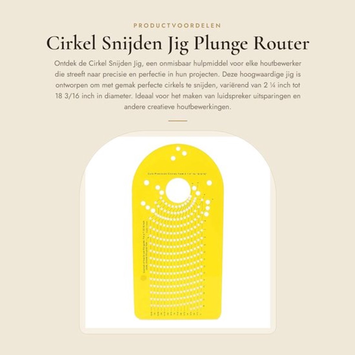 Cirkel Snijden Jig - Plunge Router Accessoire - Hoge Nauwkeurigheid - Geel - Houtbewerking Gereedschap - Perfecte Cirkels - DIY Projecten