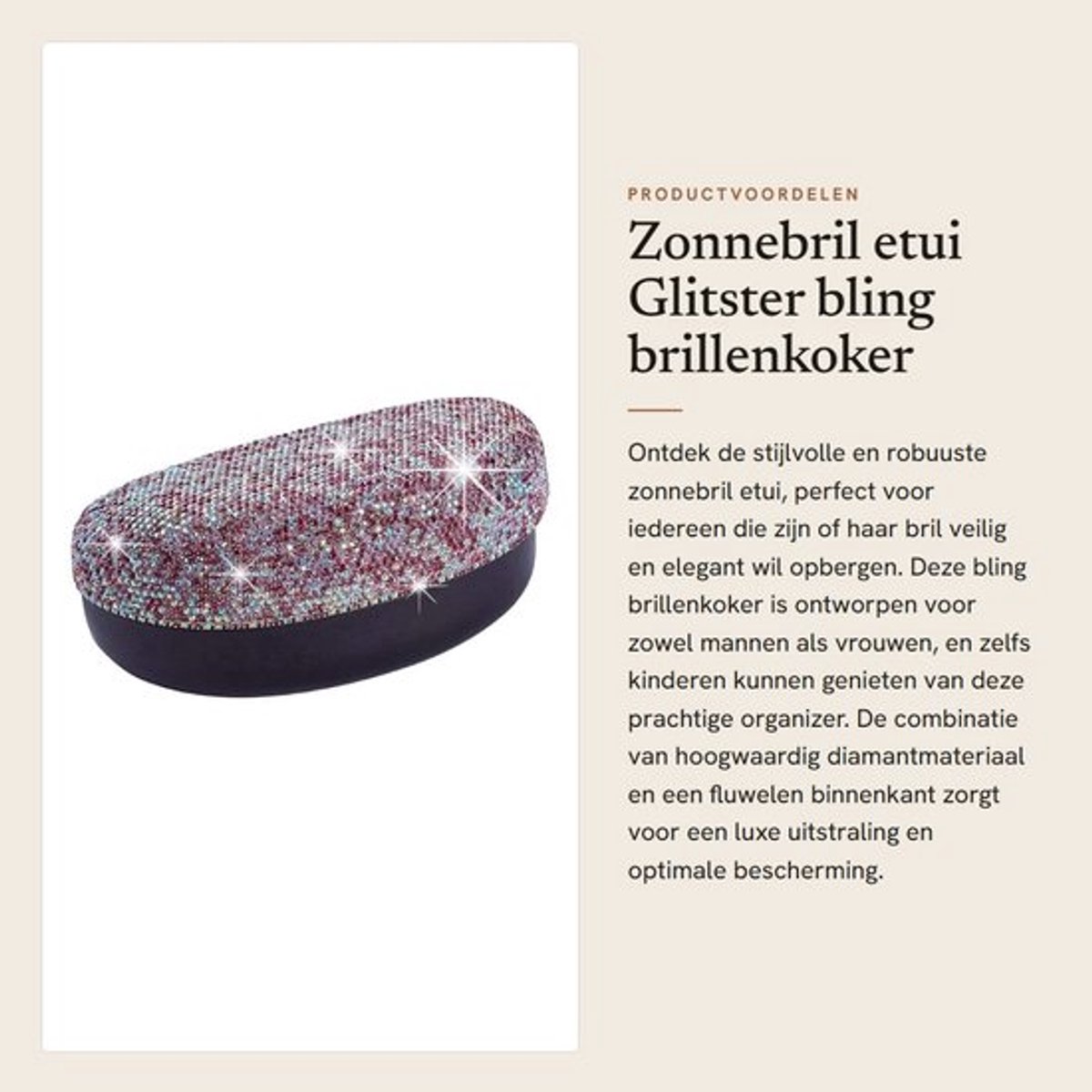 Zonnebril Etui Hardcase - Brillenkoker met Diamant Strass - Zonnebril Organizer - Opvouwbaar - Vochtbestendig - Robuust en Elegant