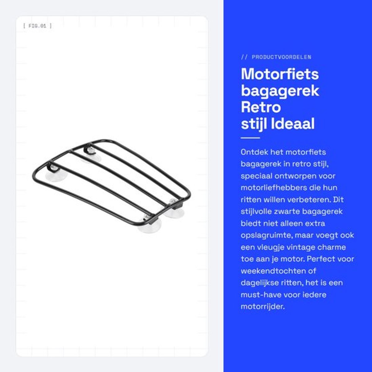 Bagagerek Retro Stijl - Motorfiets Bagagerek - Zwart - Duurzaam - Schokbestendig - Lichtgewicht - Motorfietsdrager