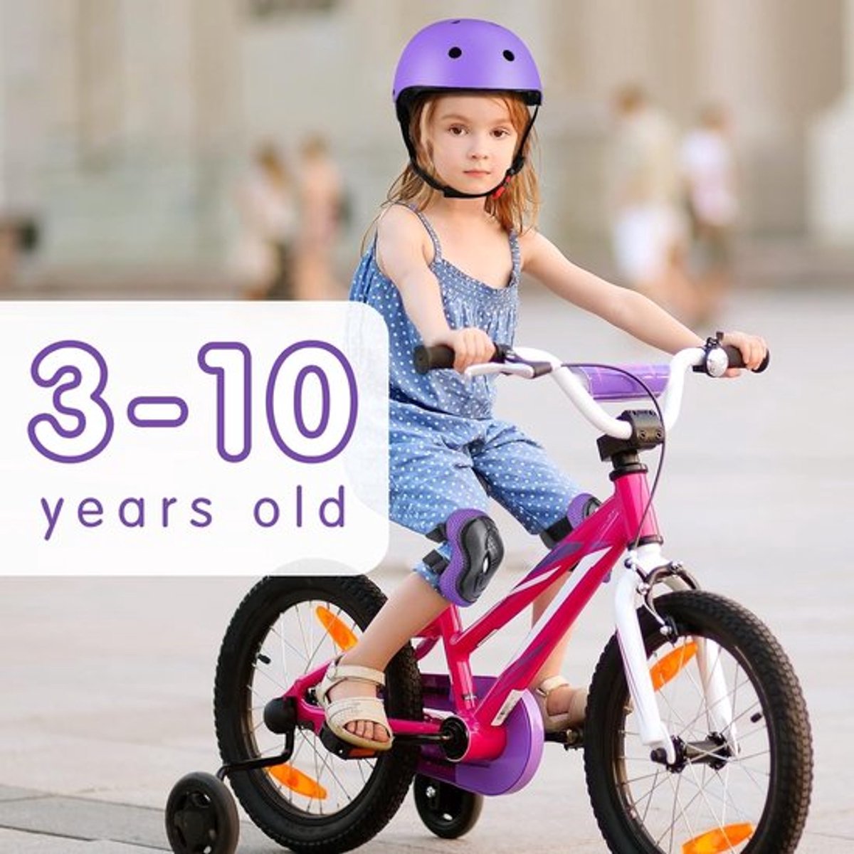 SnelShoppen - Kids Beschermset met Kniebeschermers en Helm voor Kinderen 3-10 Jaar - Inline Skates, Skateboard, Fiets, Roller Skates - Paars, Premium