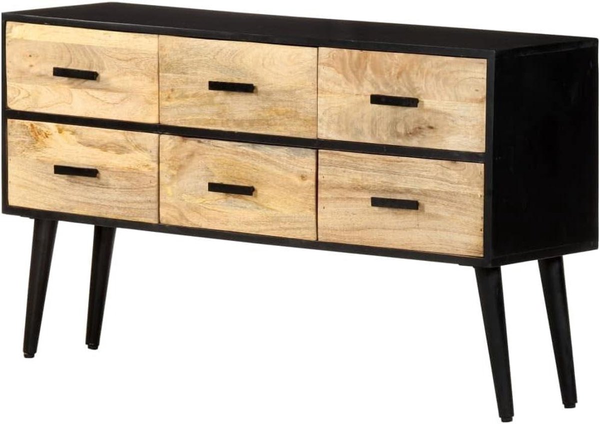 Dressoir met 6 laden - Commode Opbergkast - Woonkamer opbergen - Massief mangohout - 110 x 33 x 64 cm