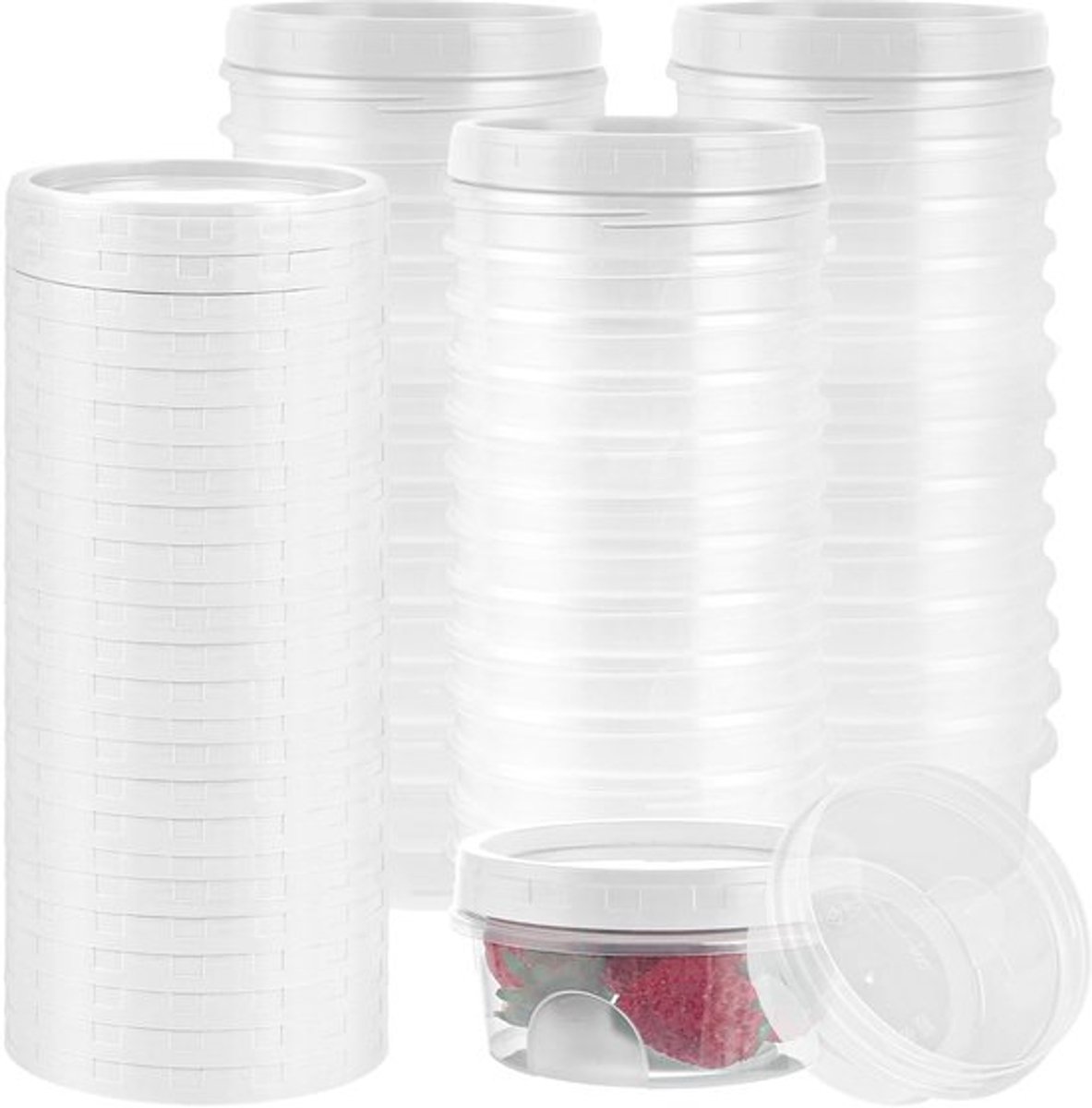 Vershouddozen 40 stuks - Ronde Voedselcontainers - Lekvrij - Herbruikbare Kunststof - Voor Magnetron/Vriesvak - Ideaal voor Lunch/Snacks