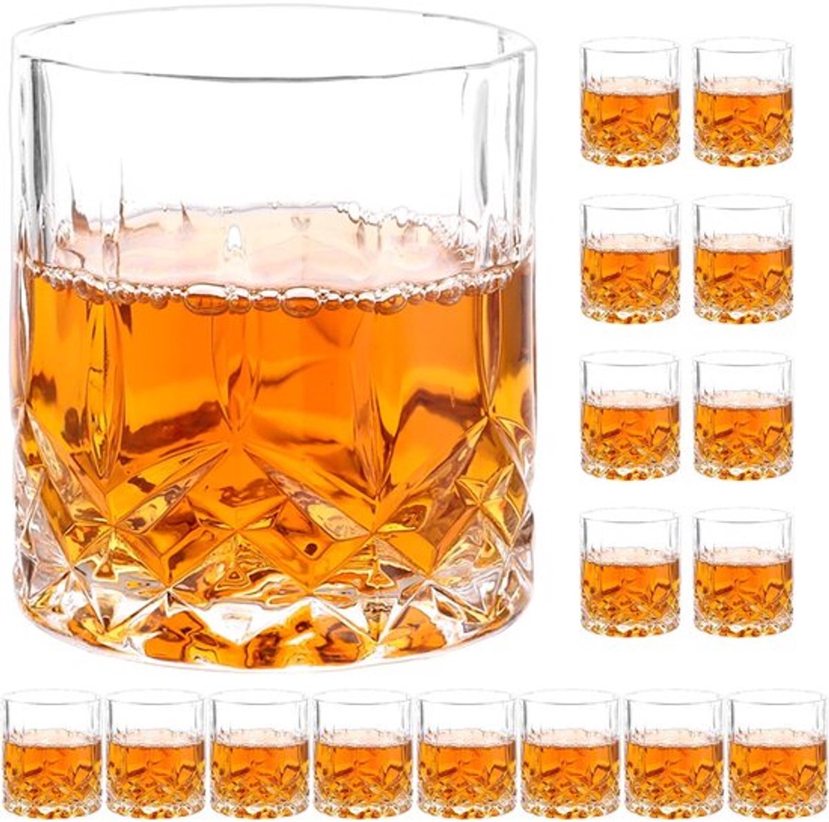 Set van 18 Kristal Whiskyglazen van 200 ml voor Cocktails en Scotch