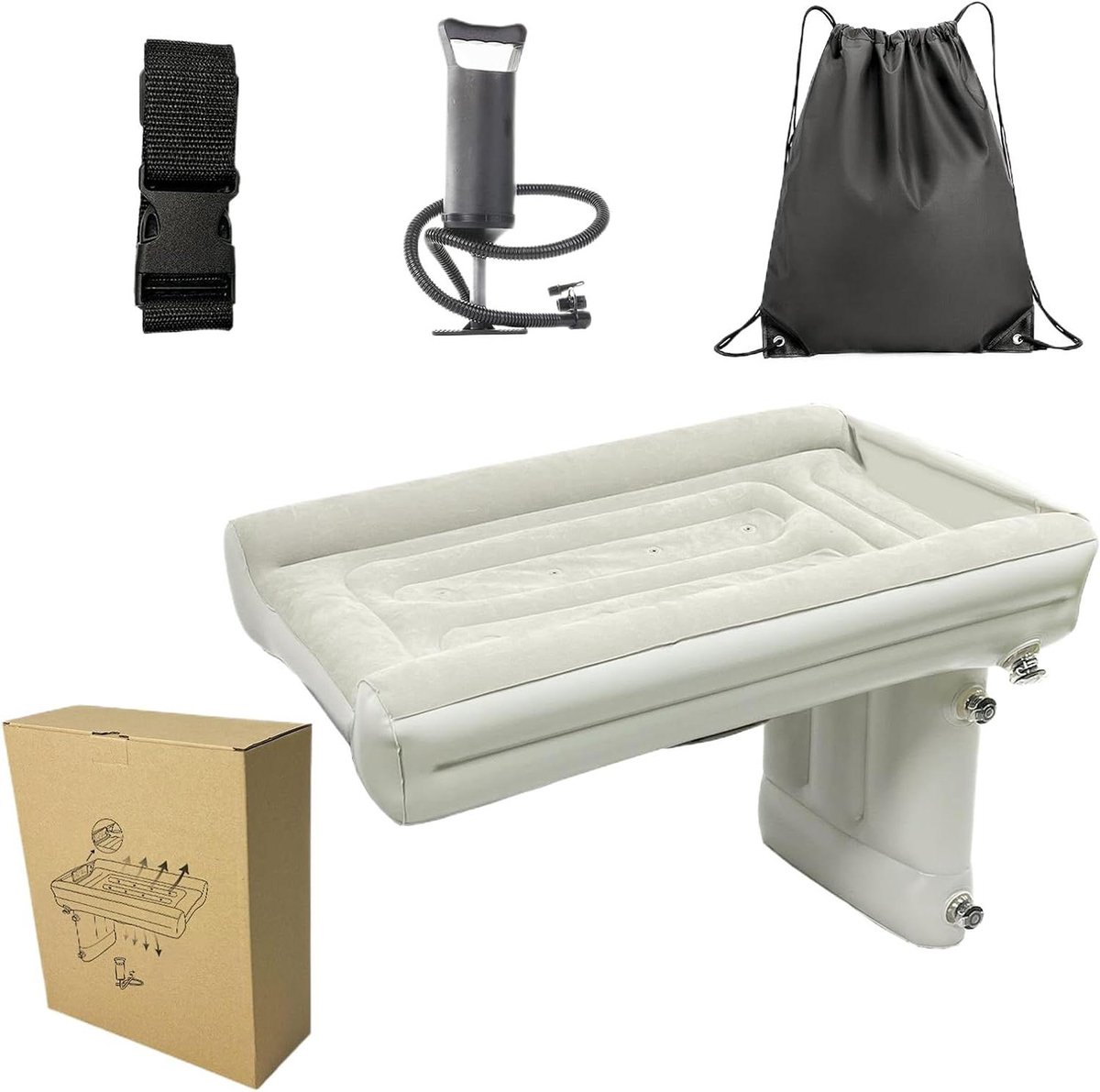 Opblaasbaar Bed Auto - Luchtmatras Achterbank - Reizen Comfort - Rolpreventie Ontwerp - 80x50x42cm - Enkel attribuut