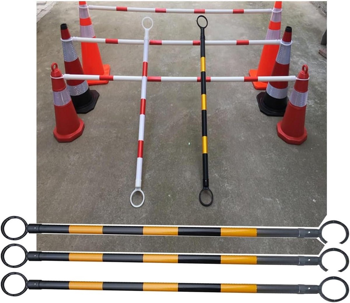 Uitschuifbare Verkeerskegel - Veiligheidsbarrière Afzetpaal - Verkeer Regelen - Hoge Zichtbaarheid Reflecterend - 1.25m-2m - Geel