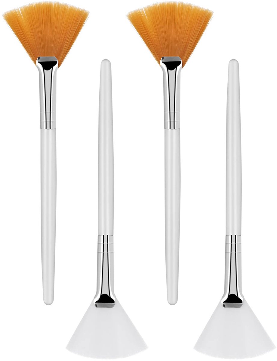 Dailygoods - 4 Stuks Make-up Kwasten met Transparante Handgreep - Voor Mud en Gezichtscrème