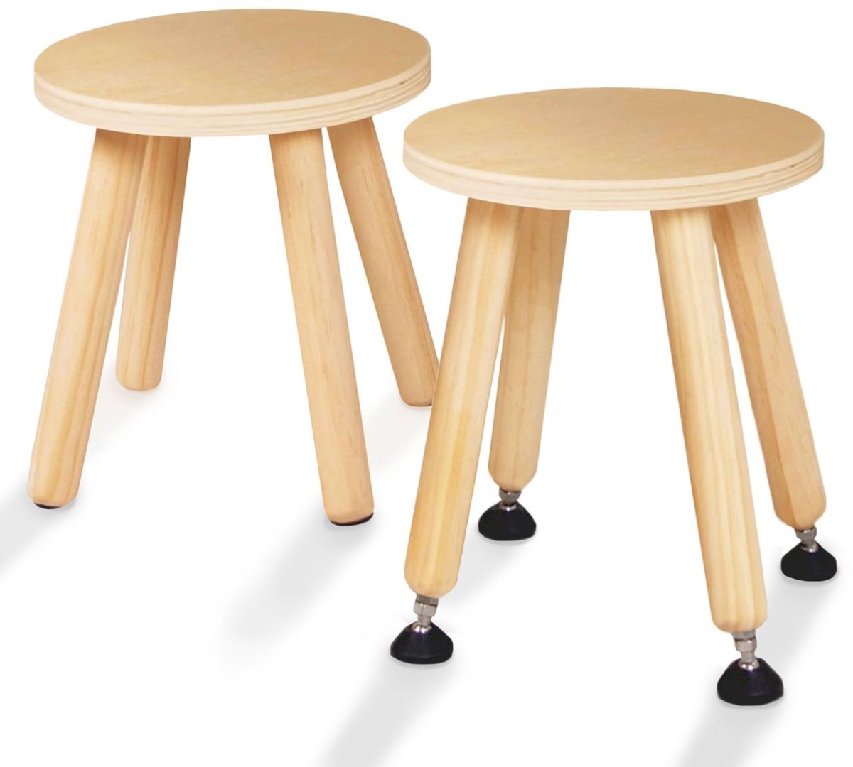 Dailygoods - Houten Stapstoel voor Kinderen - Set van 2 met Verstelbare Poten