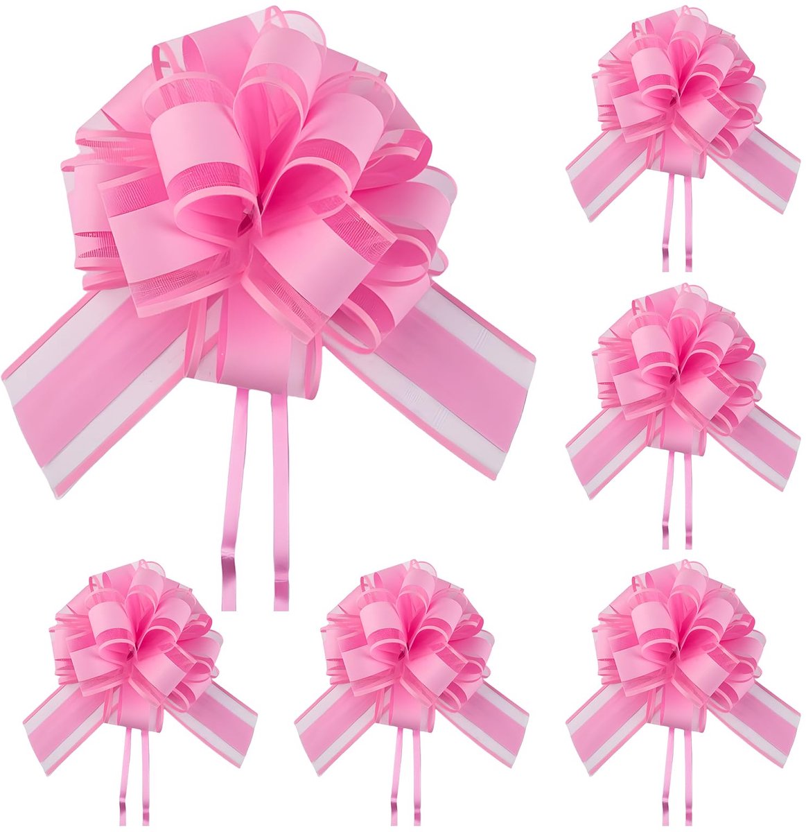 Dailygoods - 6 stuks 7 inch roze lintstrikken voor cadeauverpakking - Trekstrikken voor bruiloften en verjaardagen