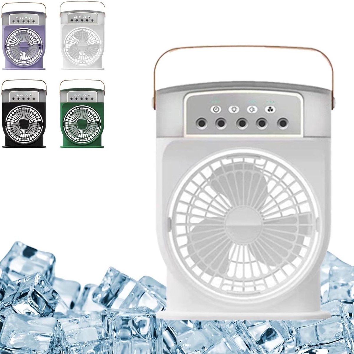 Draagbare Air Cooler - Ventilator Luchtkoeler - Persoonlijke Koeling - 3 Snelheden - 600 ml - Wit
