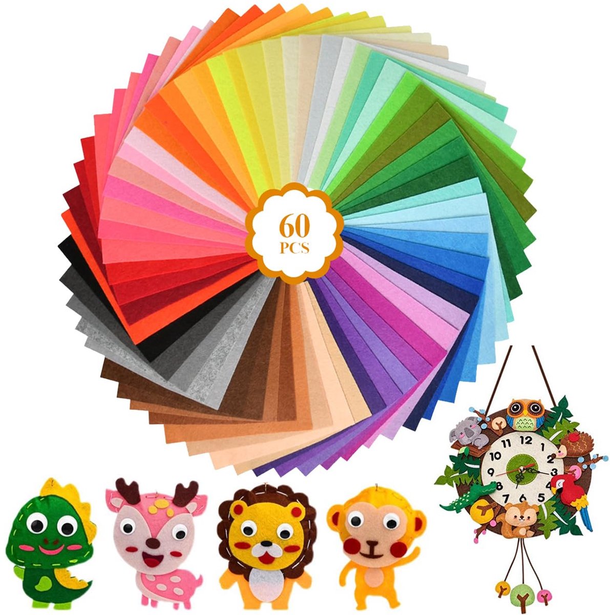 Dailygoods - Knutselvilt Set met 60 Kleuren - Ideaal voor Creatieve Projecten