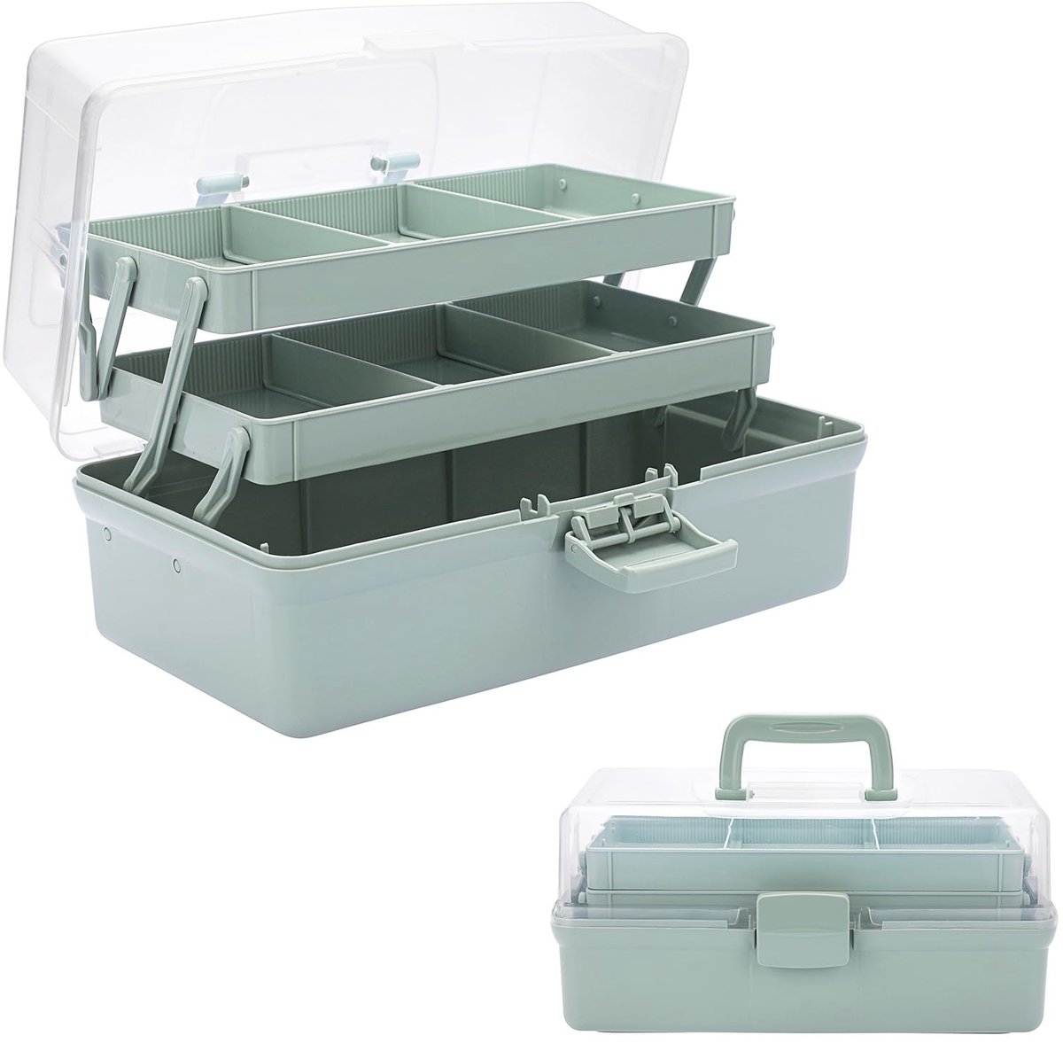 Dailygoods - Multifunctionele 3-Laags Opbergdoos - BPA Vrij en Verstelbaar - Lichtgroen