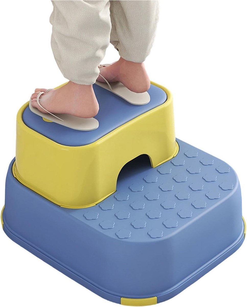 Kinder Opstapkrukje - Keukentrapje Kinderen - Zelfstandigheid Bevorderen - Afneembare Antislip Trede - 35 x 24 x 24 cm - Wit