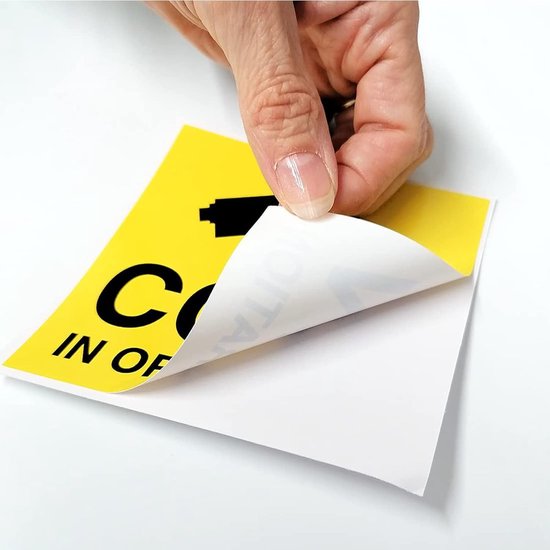 Veiligheidsstickers - CCTV waarschuwing stickers - Eigendom beveiligen - Ultra-duurzaam vinyl - 100mm x 100mm - Geel — afbeelding 5