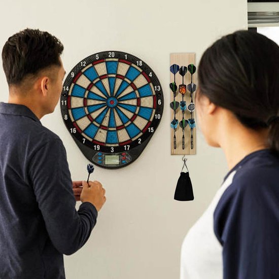 Wandgemonteerde Darts Houder-Stand Met Metalen Haak Opbergtas Voor 12 Darts - Staal en Soft Tip Darts — afbeelding 2