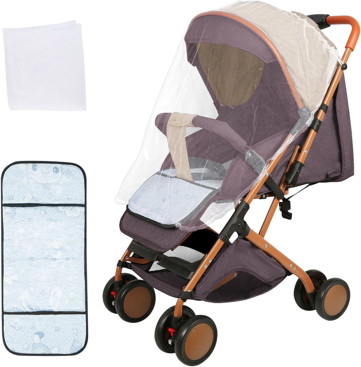 Kinderwagen Compact - Buggy Lichtgewicht - Reizen met baby - Met opbergtas - 45 x 71 x 98 cm - Khaki