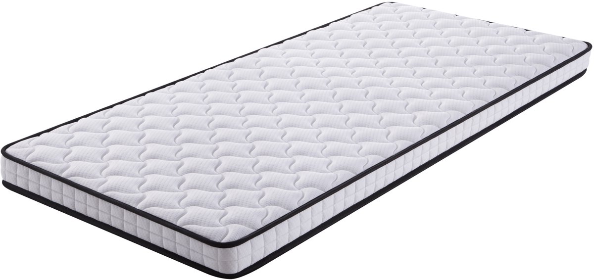 REDOM - Matras - Federkern - Ergonomische drukverlichting - Voor alle slaaphoudingen - Rolmatras - Voor bed en slaapbank - Metaal en stof - Wit - 90 x 200 cm