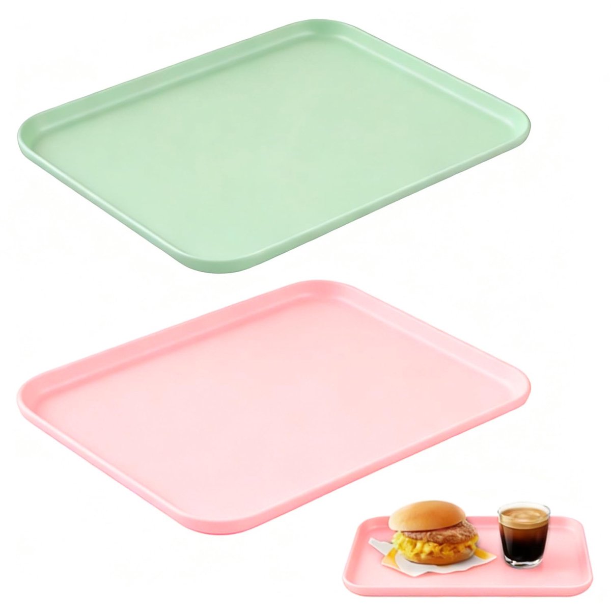 Dailygoods - Set van 2 Rechthoekige Dienbladen - Serveerdienbladen voor Keuken en Feest
