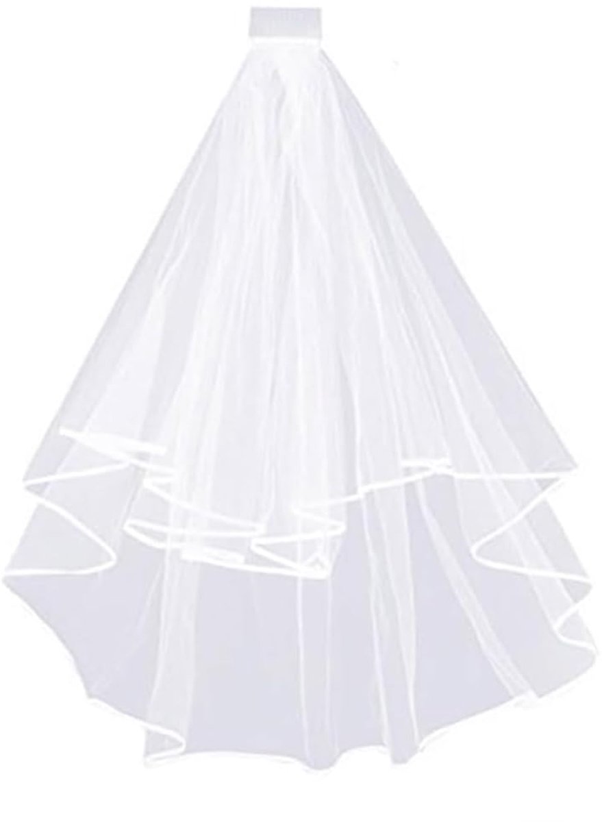 Dailygoods - Kort Bruidsvel - Elegant Tulle Bruidsvoile voor Trouwen