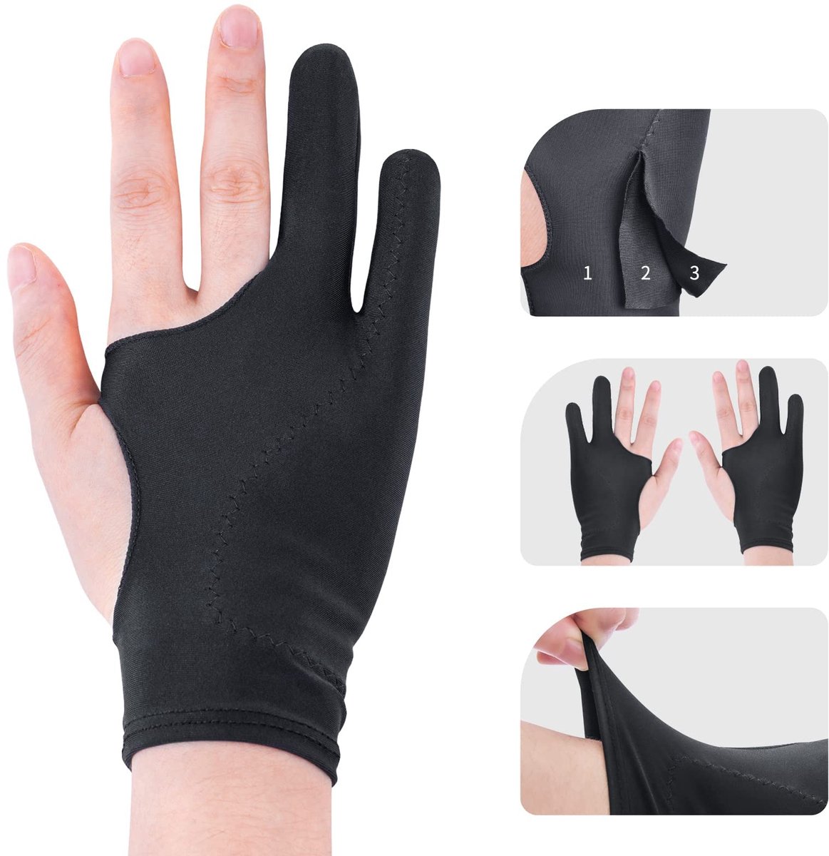 Dailygoods - Digitale Kunst Handschoen voor Tekenaars - Zwart, 3-Laags voor iPad en Tablets