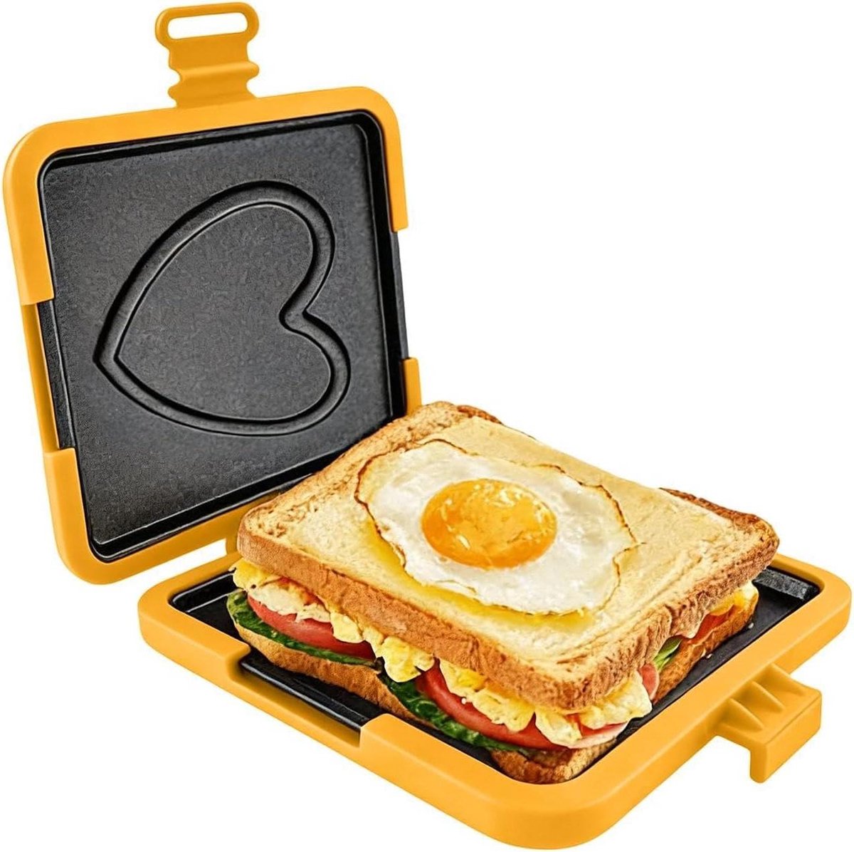 Magnetron Sandwich Maker - Grill Pan Kaasmaker - Snelle Ontbijtjes Maken - Opvouwbaar Compact Design - 16x14x3cm - Oranje