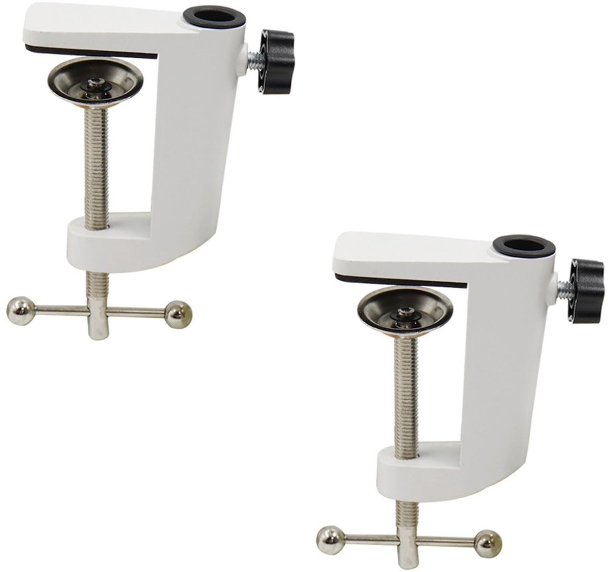 Dailygoods- Tafelklem Vervangend - Schaararmstandaard - Bureauklem Metaal - Klemhouder Aluminium - 2 Stuks - Dubbele Kogelkop - Microfoonstandaard
