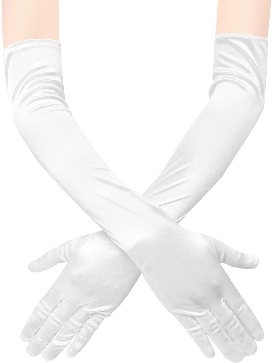 Lange handschoenen dames - satijnen handschoenen voor kostuums, kerkwerk, bruiloftsfeesten, bals