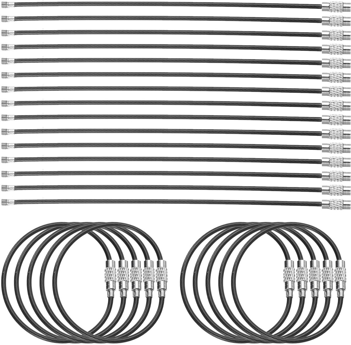 Dailygoods - 25 Stuks Kabelsleutelhangers van Draad met Kunststof Coating