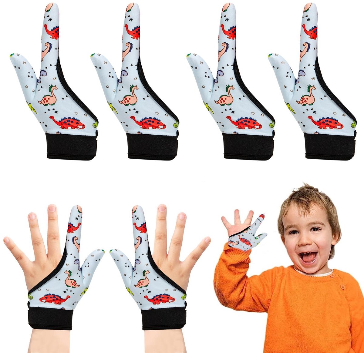 Dailygoods- Kauwhandschoenen 4 Stuks - Anti-Duim Zuighandschoenen - Vingerbijten Stopper - Duimbescherming - Zacht Vezelmateriaal - Comfortabel en Ademend - Bijtbestendige Handschoenen