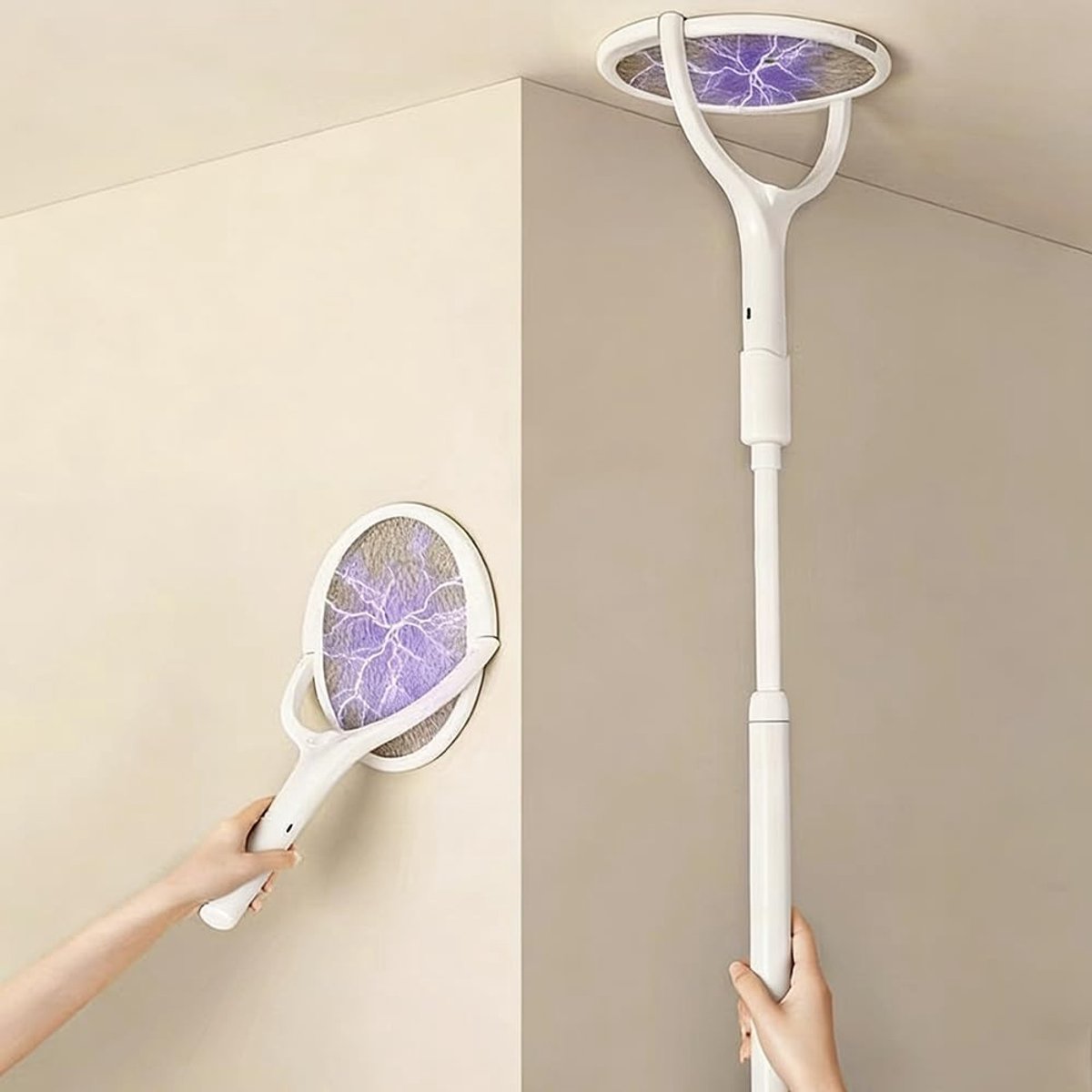 Dailygoods- Vliegenmepper Elektrisch - Oplaadbaar - Uitschuifbaar - 90° Draaibare Kop - Insectenverdelger - 3500 Volt Schok