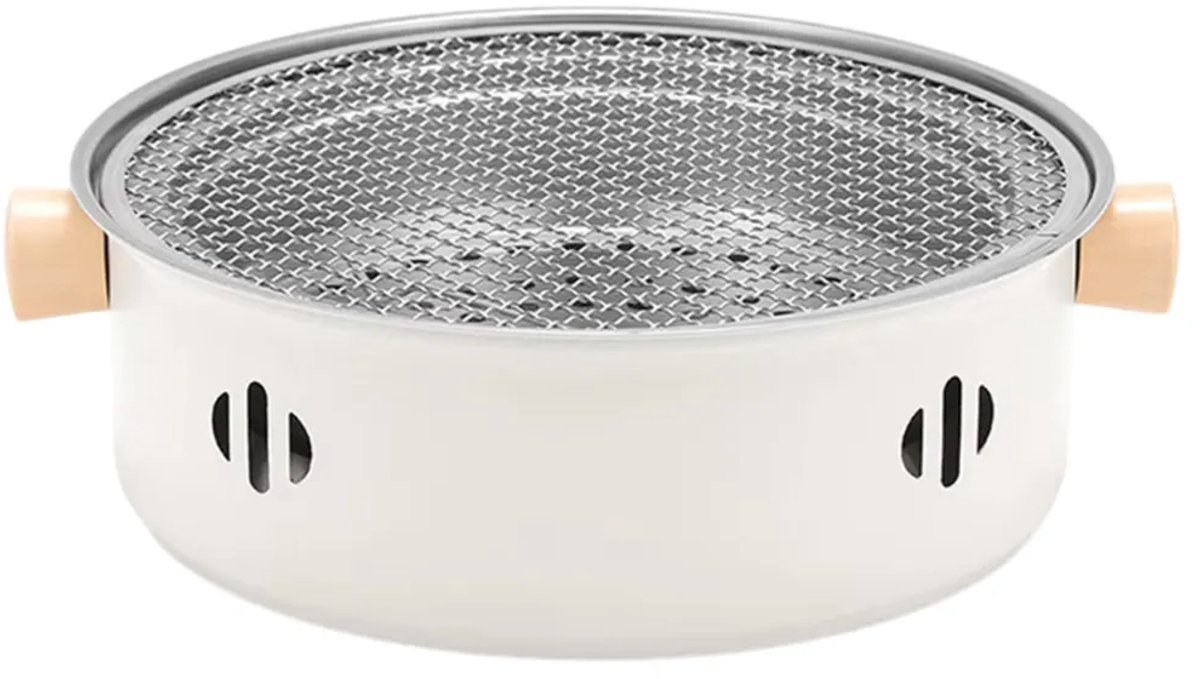 Draagbare houtskoolgrill van 32 cm, rookvrije tafelgrill met ventilator.