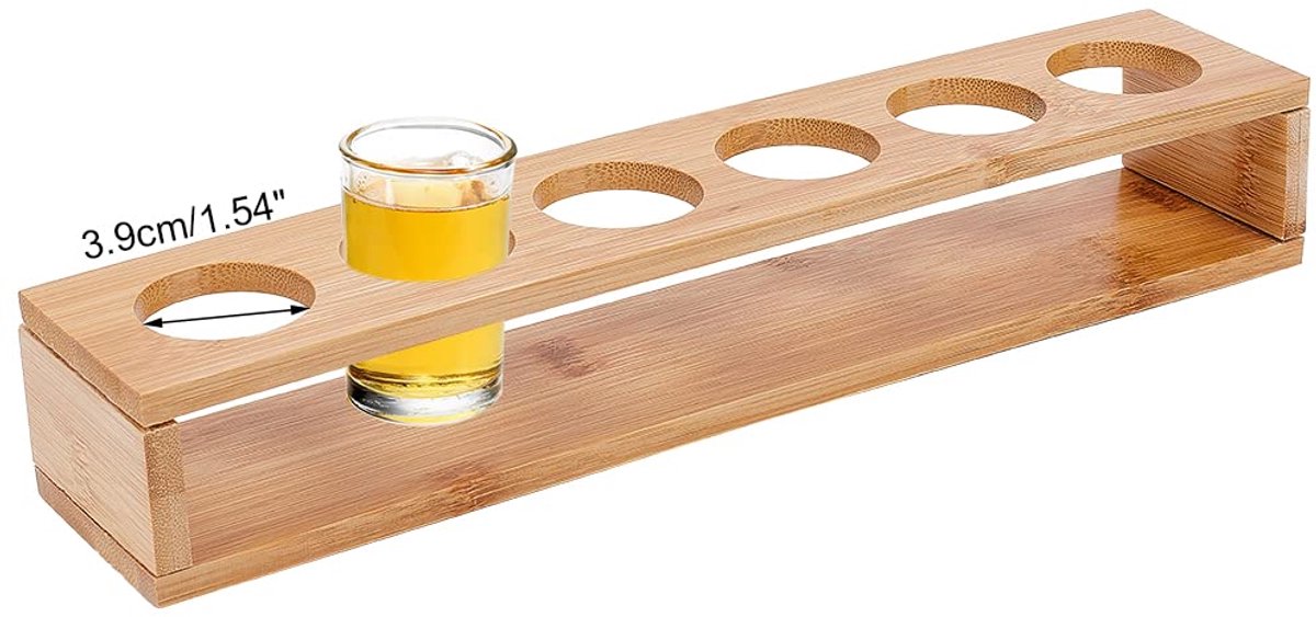 Dailygoods - Shotglas Houder van Bamboe - 6 Shots