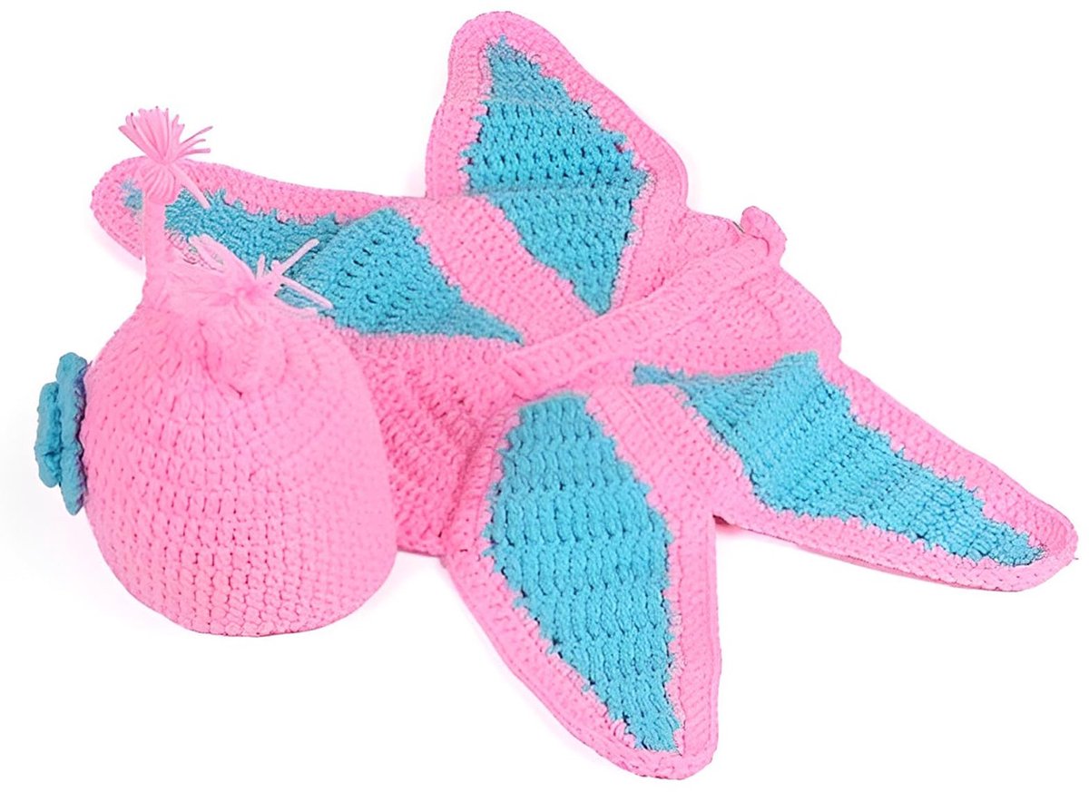 Dailygoods - Handgemaakt Baby Kostuum voor Fotoshoots - Roze Haakmuts en Outfit