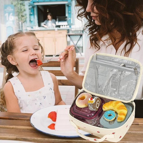 VHV-Kinder Lunchtas 5L - Geïsoleerde Lunchtas voor Jongens en Meisjes - Stijlvolle Thermische Lunchtas met Rits - Ideaal voor School, Wandelen en Werk - Erdbeerbein Design van Vhv — afbeelding 5