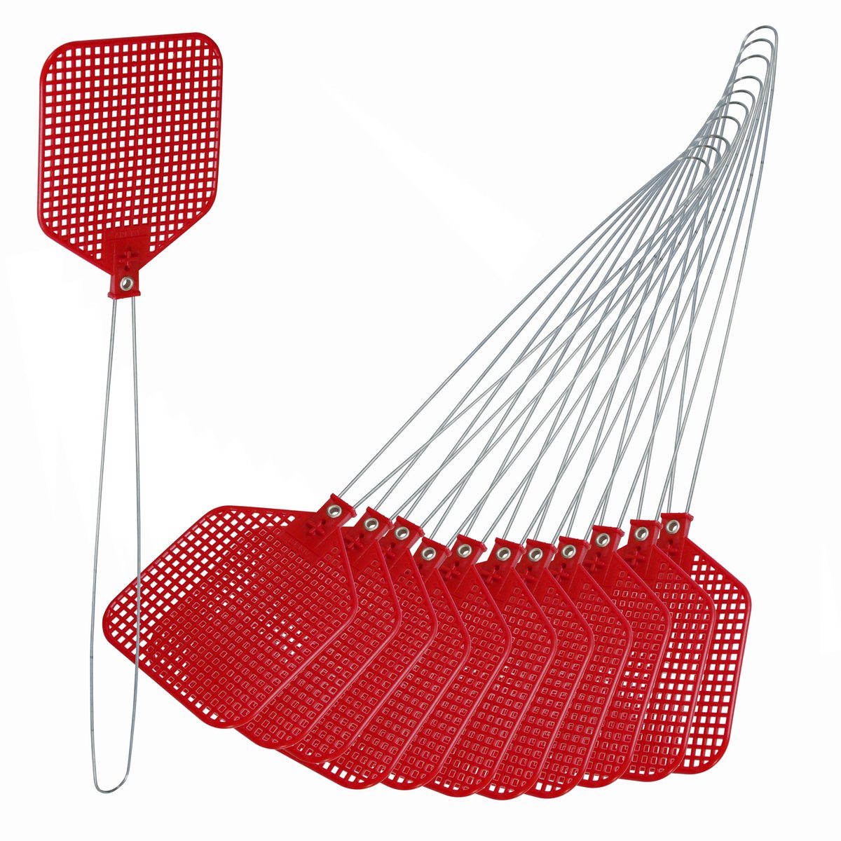 Dailygoods- Vliegenmepper 12 Stuks - IJzeren Handgreep - Lichtgewicht - Handig voor Thuis/Kantoor/Camping - Sneller Reactievermogen - Insectenmepper